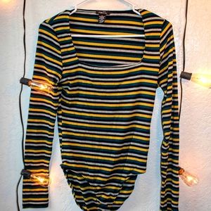 Long sleeve onesie or bodysuit with stripes